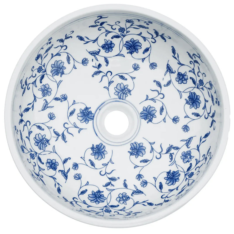 Countertop Basin White and Blue Round ��41x14 cm Ceramic