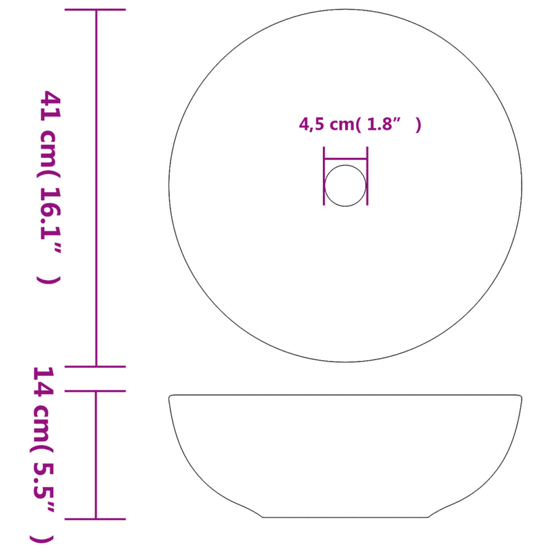 Countertop Basin Multicolour Round ��41x14 cm Ceramic