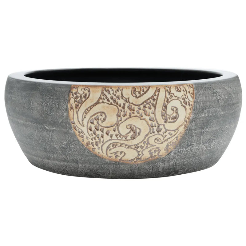 Countertop Basin Black and Brown Round ��41x14 cm Ceramic