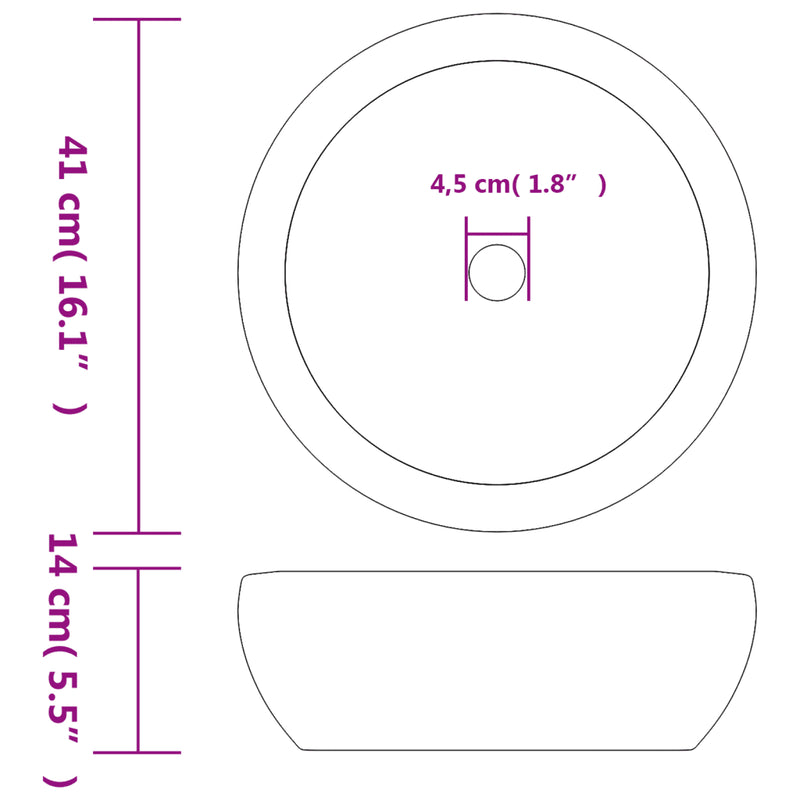 Countertop Basin Black and Brown Round ��41x14 cm Ceramic