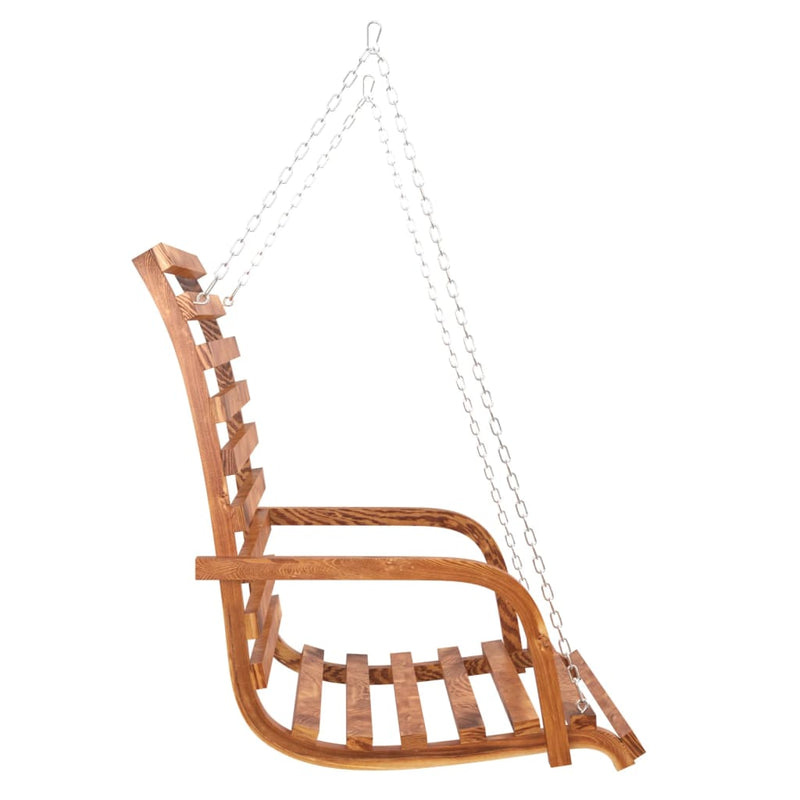 vidaXL Swing Bench with Canopy Solid Wood Spruce with Teak Finish