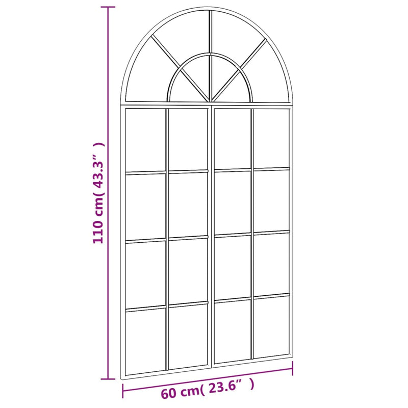 vidaXL Wall Mirror Black 60x110 cm Arch Iron