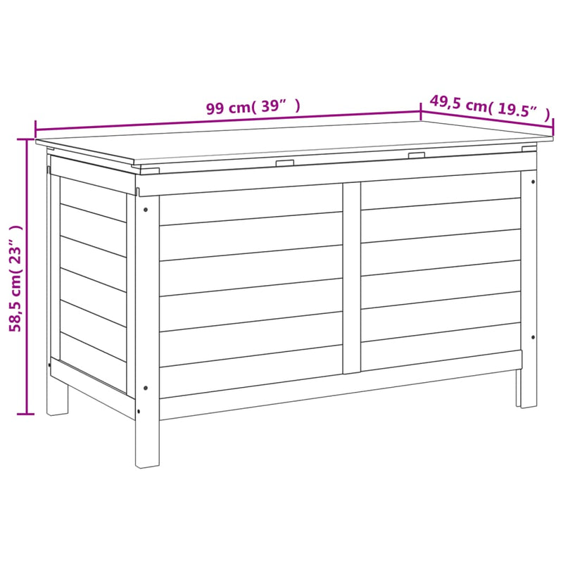 vidaXL Garden Storage Box White 99x49.5x58.5 cm Solid Wood Fir