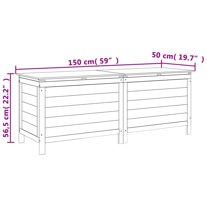 Garden Storage Box White 150x50x56.5 cm Solid Wood Fir