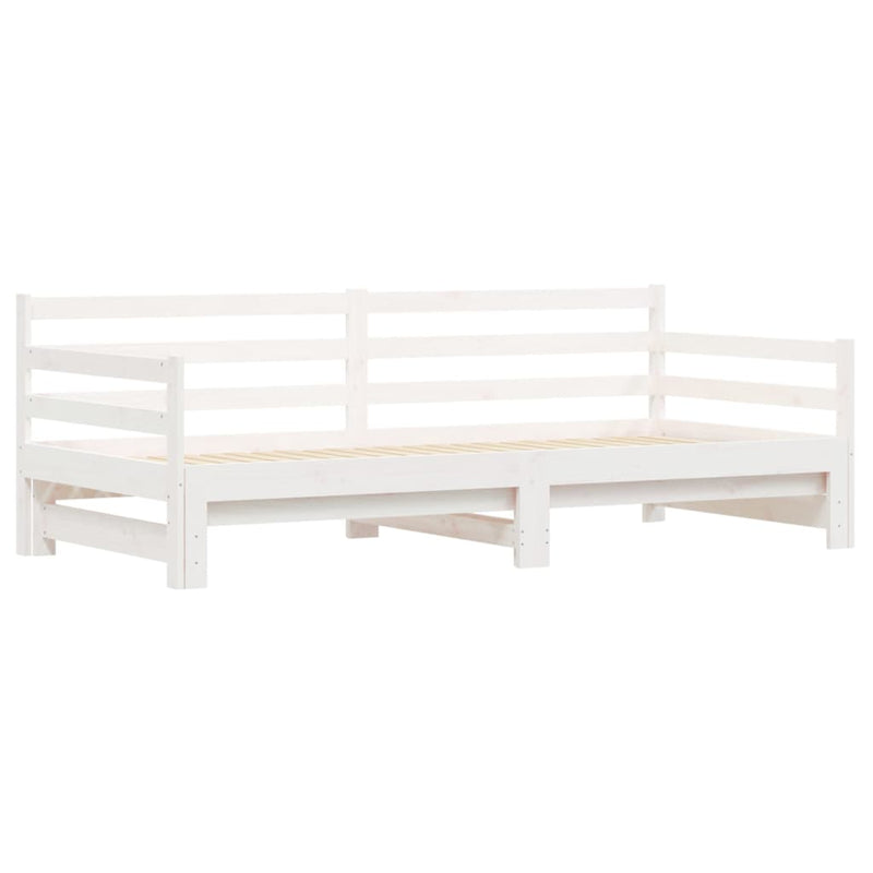 Daybed with Trundle White 92x187 cm Single Size Solid Wood Pine
