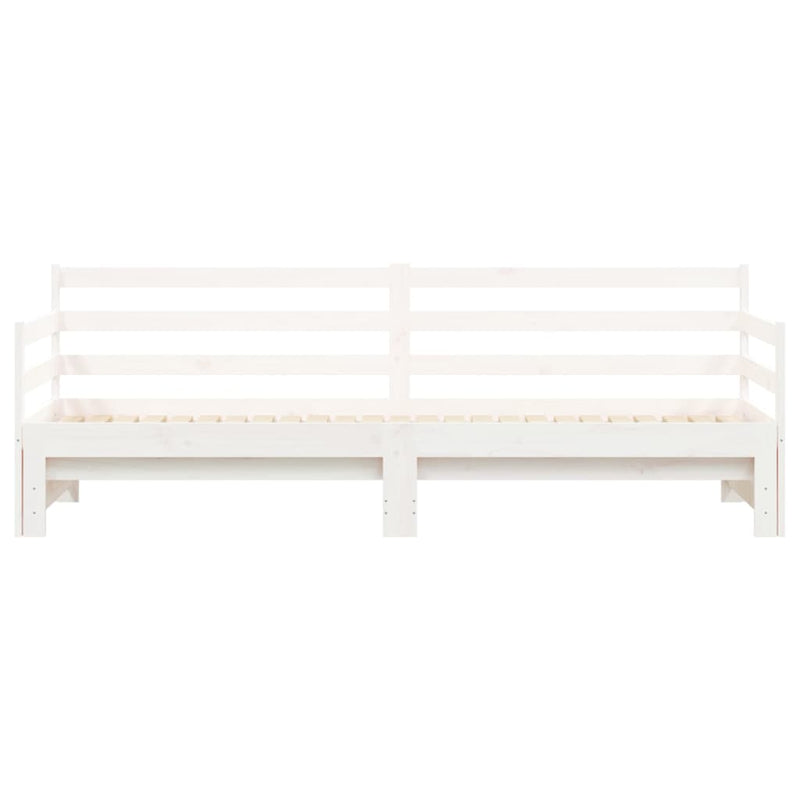 Daybed with Trundle White 92x187 cm Single Size Solid Wood Pine