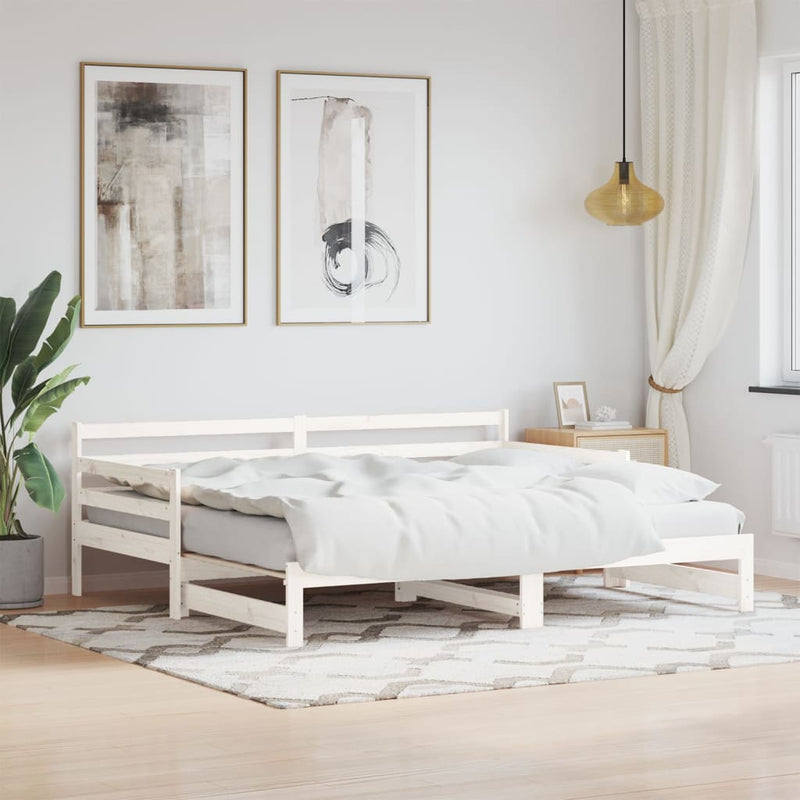 vidaXL Daybed with Trundle without Mattress White 90x190 cm Solid Wood