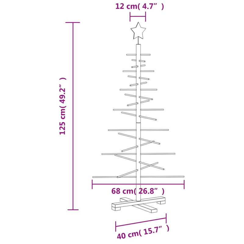 vidaXL Wooden Christmas Tree for Decoration 125 cm Solid Wood Pine