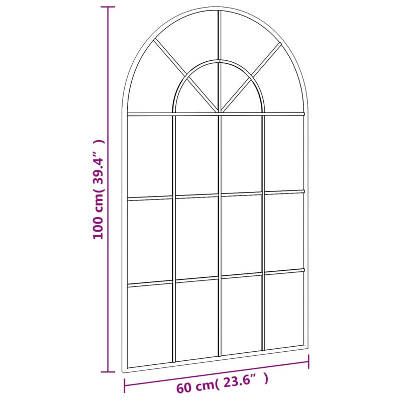 Wall Mirror Black 60x100 cm Arch Iron