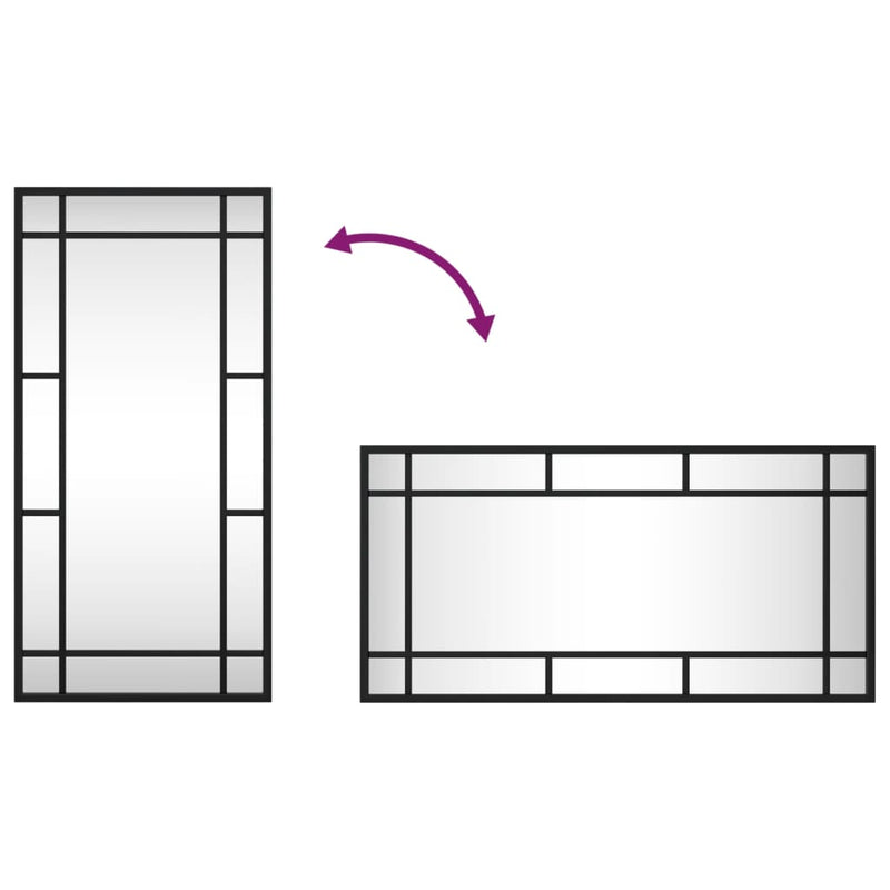 vidaXL Wall Mirror Black 30x60 cm Rectangle Iron