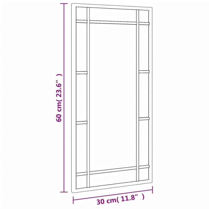 vidaXL Wall Mirror Black 30x60 cm Rectangle Iron