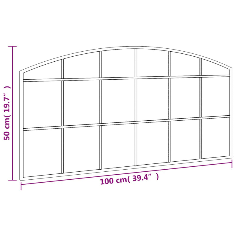 vidaXL Wall Mirror Black 100x50 cm Arch Iron