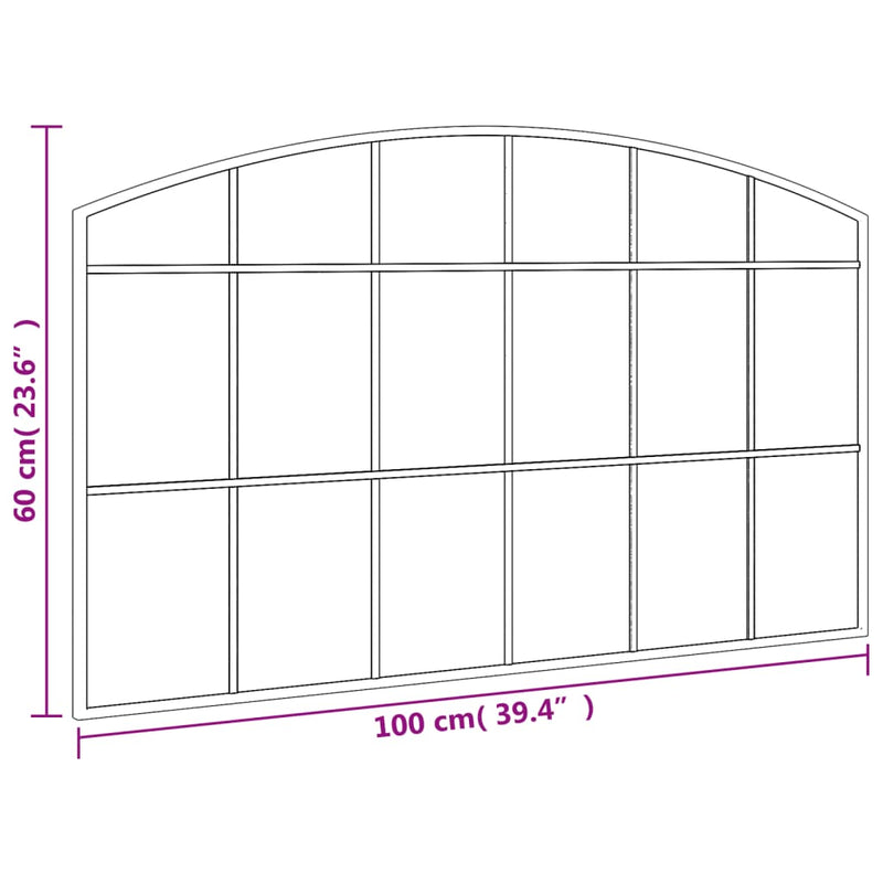 vidaXL Wall Mirror Black 100x60 cm Arch Iron