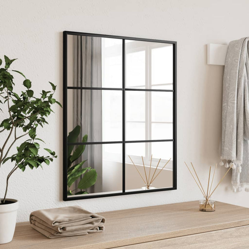 vidaXL Wall Mirror Black 50x60 cm Rectangle Iron