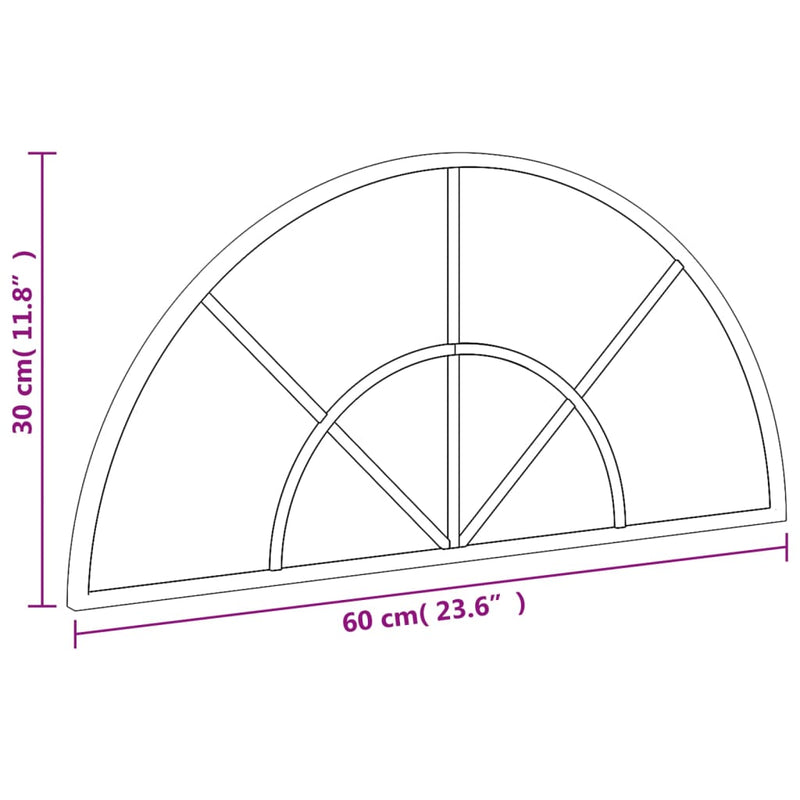 vidaXL Wall Mirror Black 60x30 cm Arch Iron