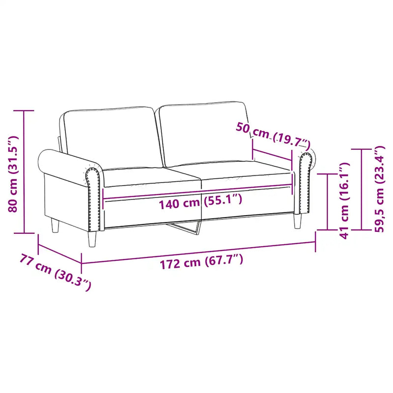 2-Seater Sofa Black 140 cm Faux Leather