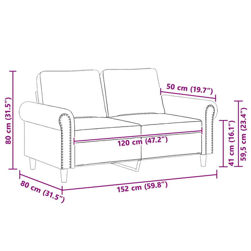 2-Seater Sofa Dark Grey 120 cm Velvet