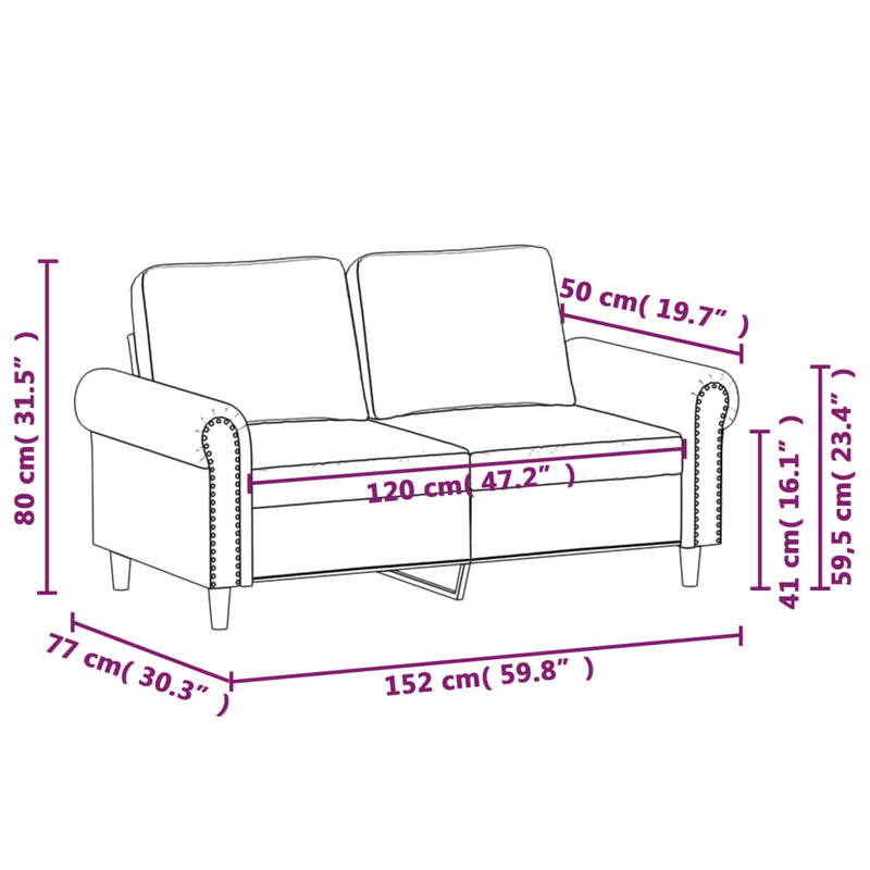 vidaXL 2-Seater Sofa Black 120 cm Velvet