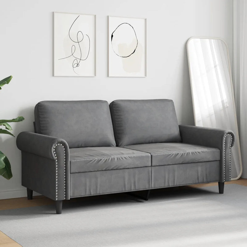 2-Seater Sofa Dark Grey 140 cm Velvet