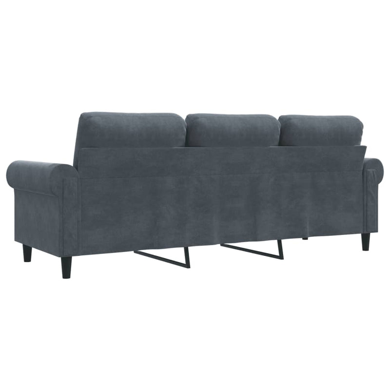 vidaXL 3-Seater Sofa Dark Grey 180 cm Velvet