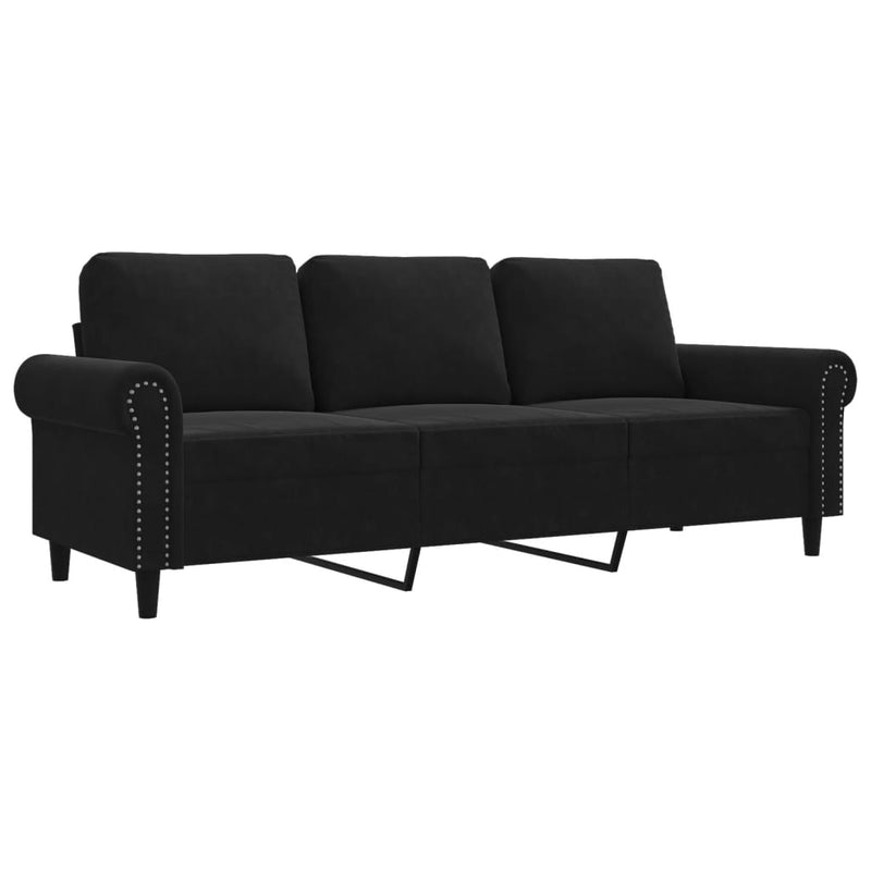 3-Seater Sofa Black 180 cm Velvet