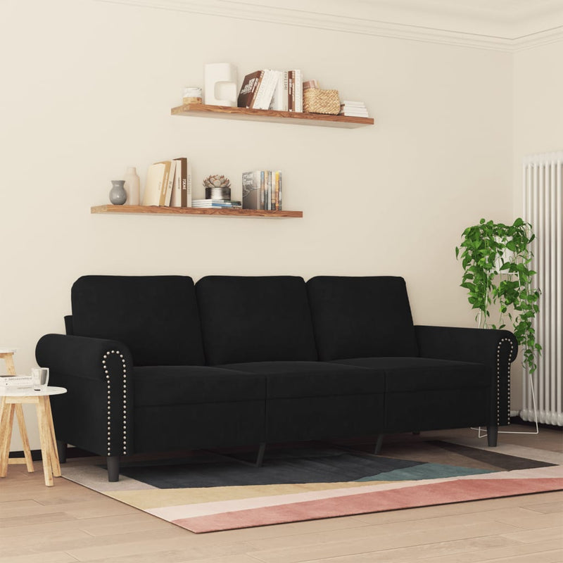 3-Seater Sofa Black 180 cm Velvet