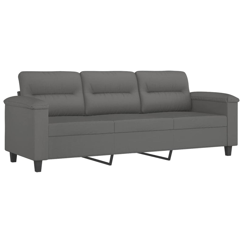 vidaXL 3-Seater Sofa Dark Grey 180 cm Microfibre Fabric