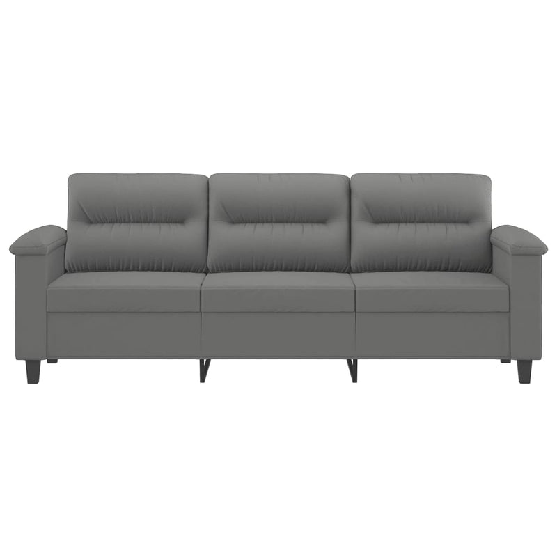 vidaXL 3-Seater Sofa Dark Grey 180 cm Microfibre Fabric
