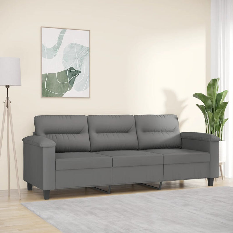 vidaXL 3-Seater Sofa Dark Grey 180 cm Microfibre Fabric