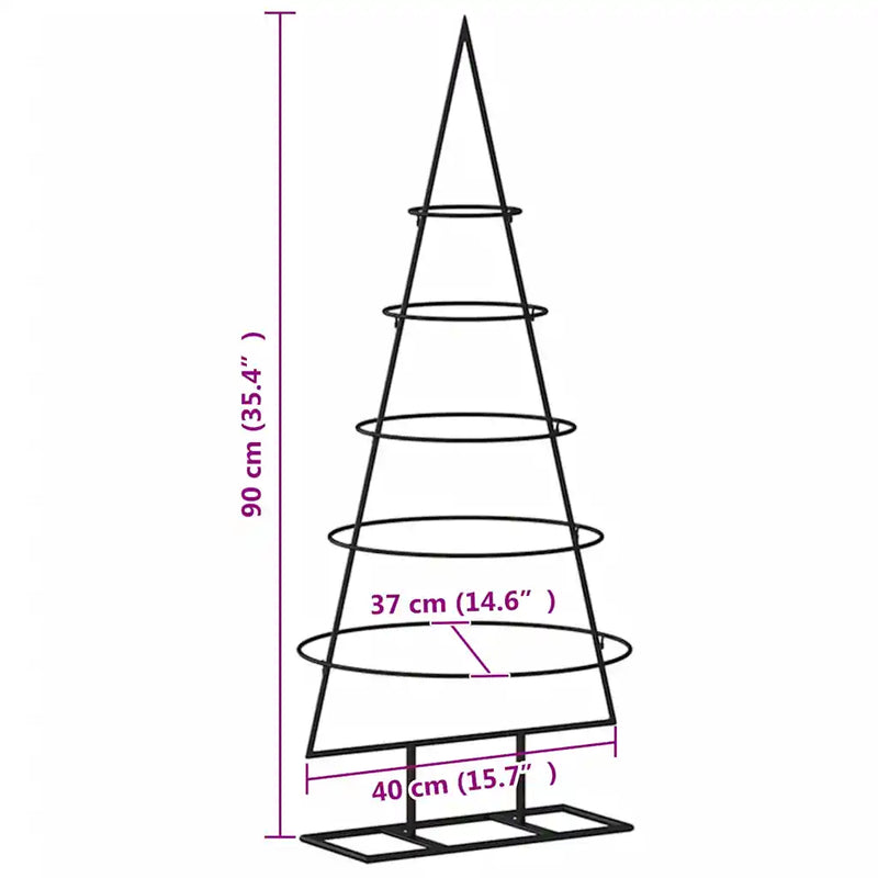 Metal Christmas Tree for Decoration Black 90 cm