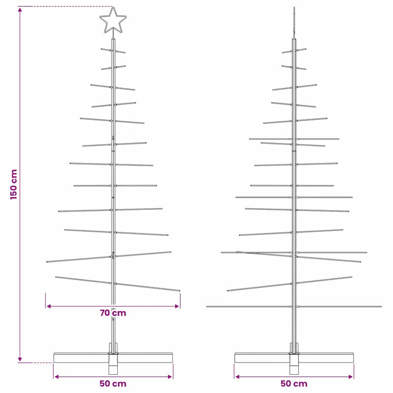 Metal Christmas Tree with Wooden Base Black 150 cm