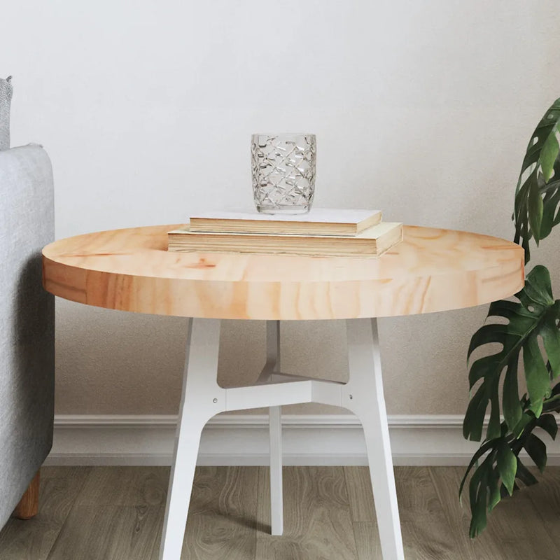 Table Top Round ��50x3 cm Solid Wood Pine