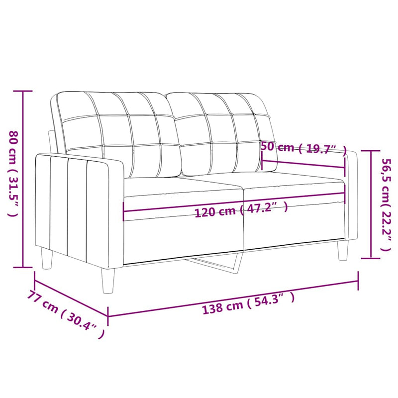 vidaXL 2-Seater Sofa Dark Grey 120 cm Fabric