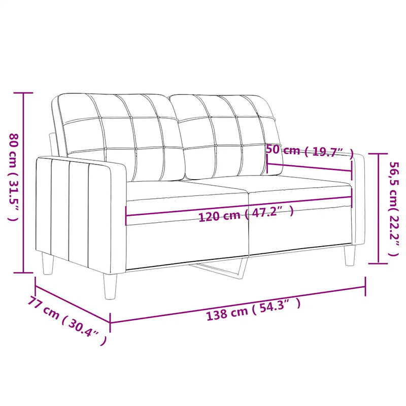 2-Seater Sofa Black 120 cm Fabric