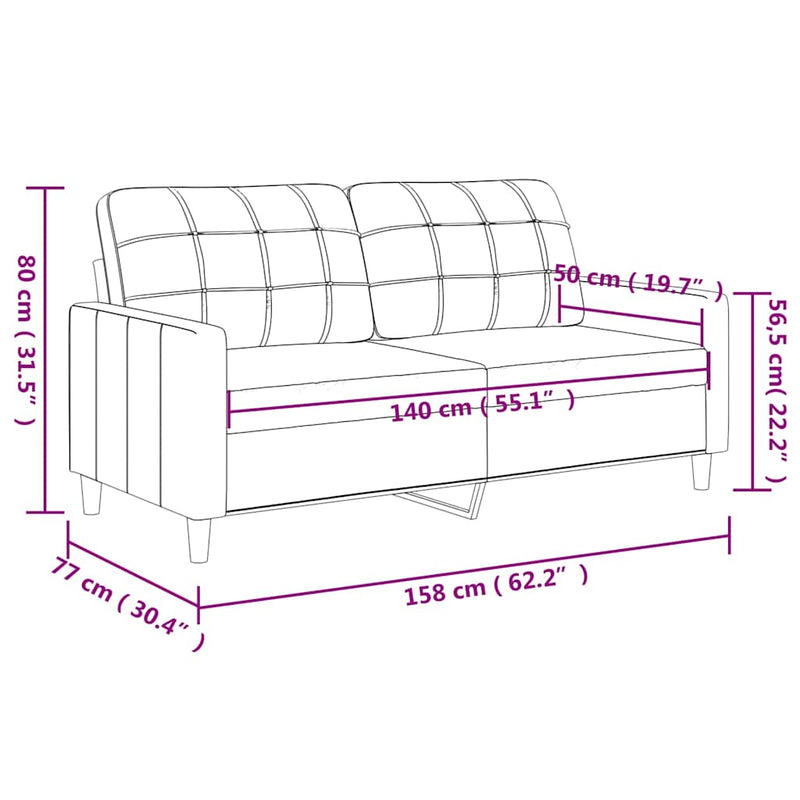 vidaXL 2-Seater Sofa Black 140 cm Fabric