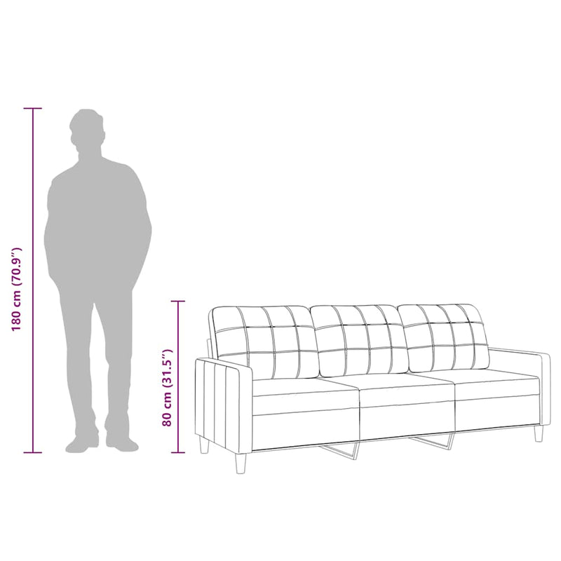 vidaXL 3-Seater Sofa Light Grey 180 cm Fabric