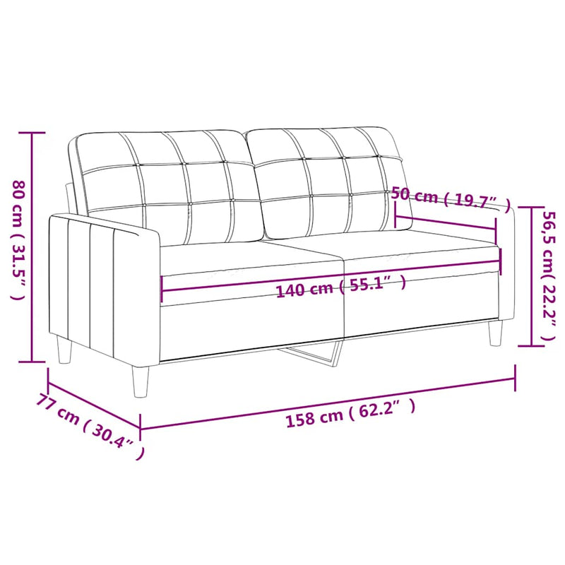 vidaXL 2-Seater Sofa Grey 140 cm Faux Leather