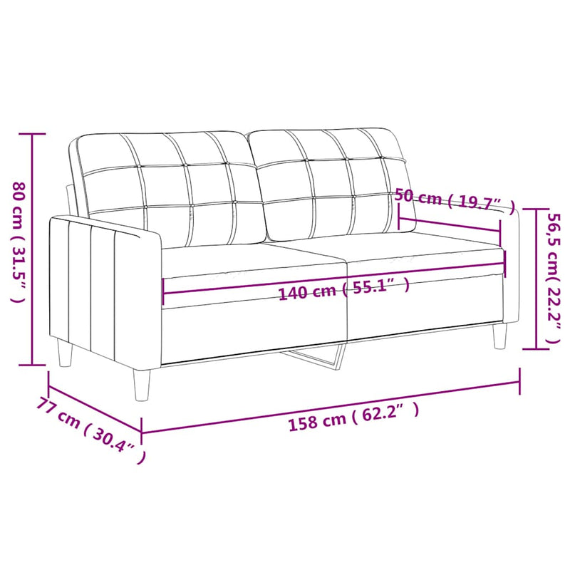 vidaXL 2-Seater Sofa Cappuccino 140 cm Faux Leather