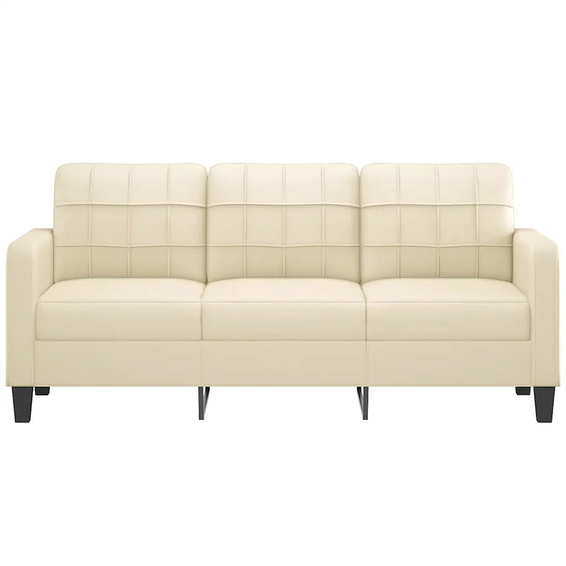 3-Seater Sofa Cream 180 cm Faux Leather