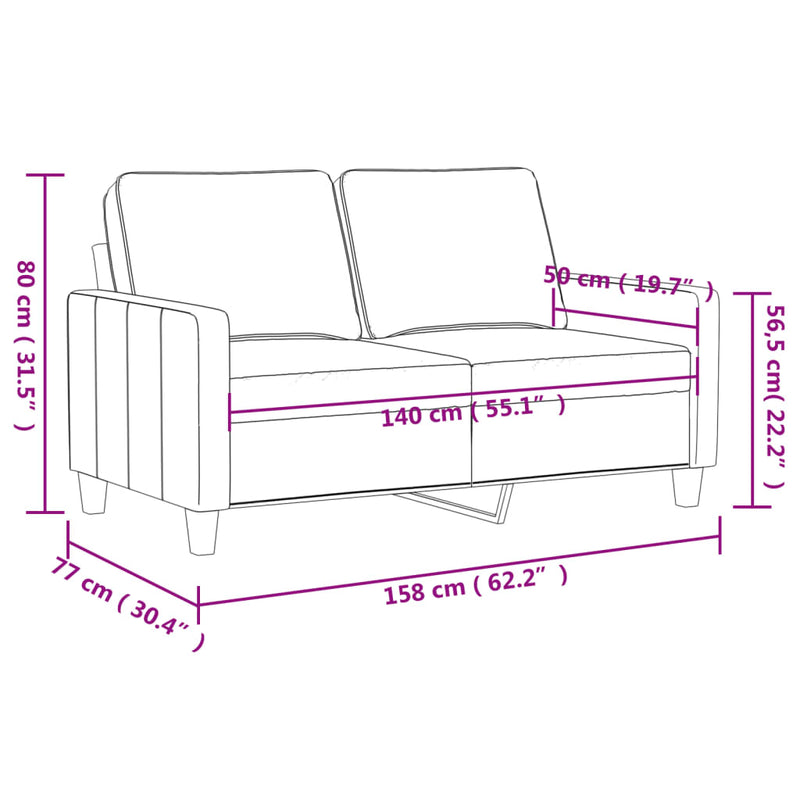 2-Seater Sofa Black 140 cm Faux Leather