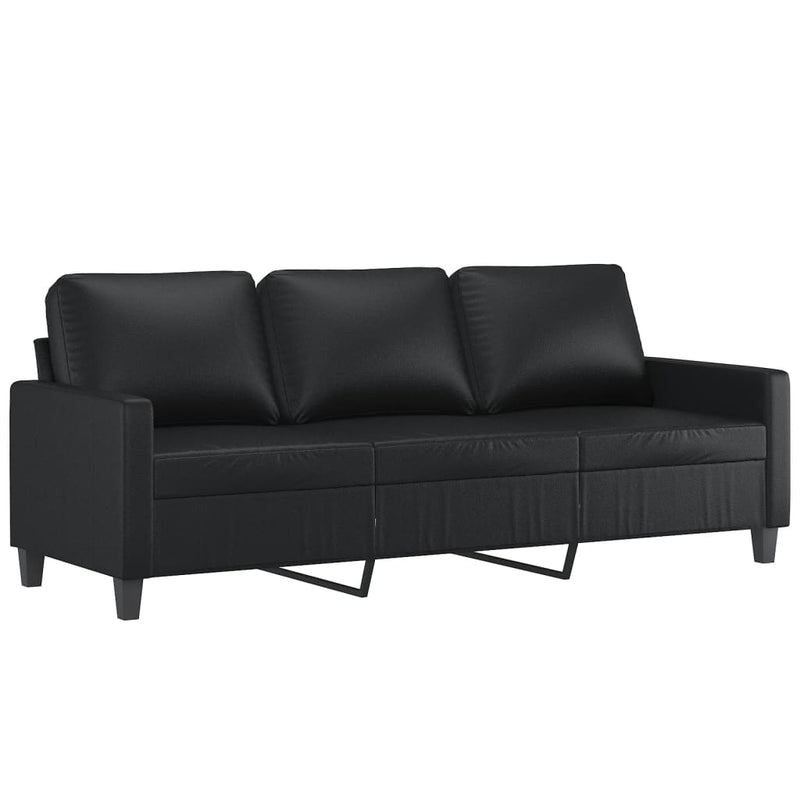 vidaXL 3-Seater Sofa Black 180 cm Faux Leather