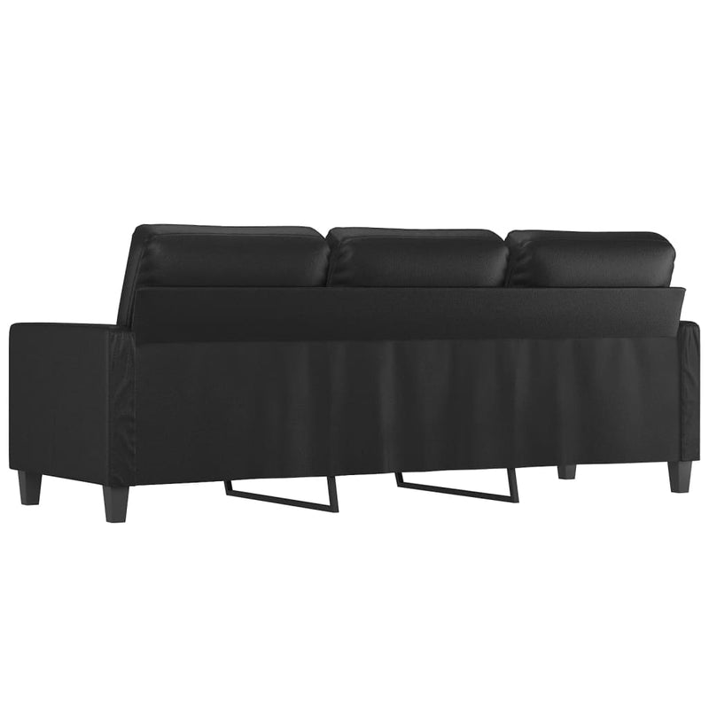 3-Seater Sofa Black 180 cm Faux Leather