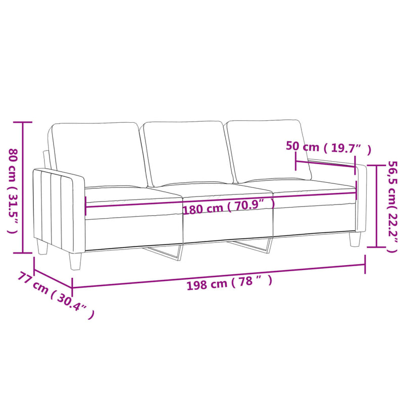 vidaXL 3-Seater Sofa Cream 180 cm Faux Leather