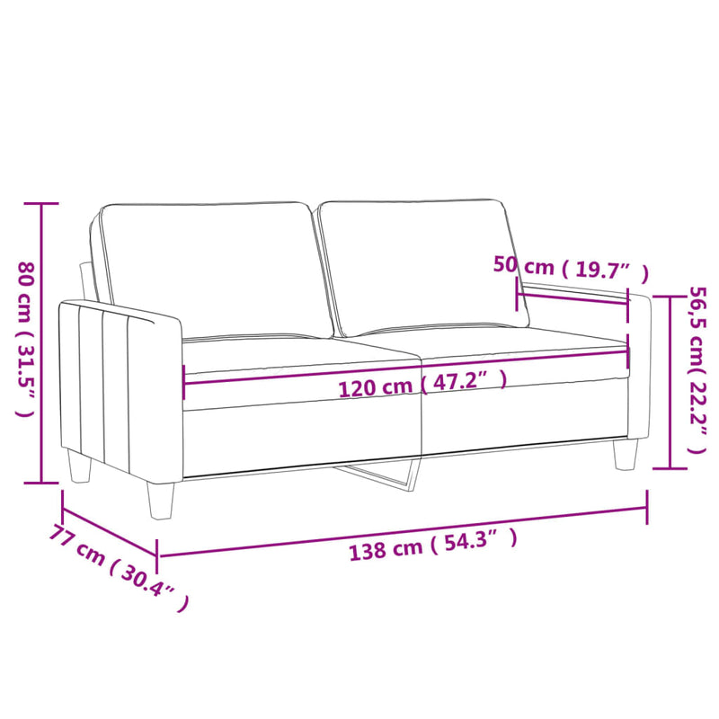 vidaXL 2-Seater Sofa Dark Grey 120 cm Fabric