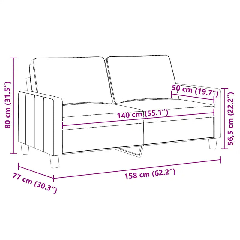 2-Seater Sofa Light Grey 140 cm Fabric