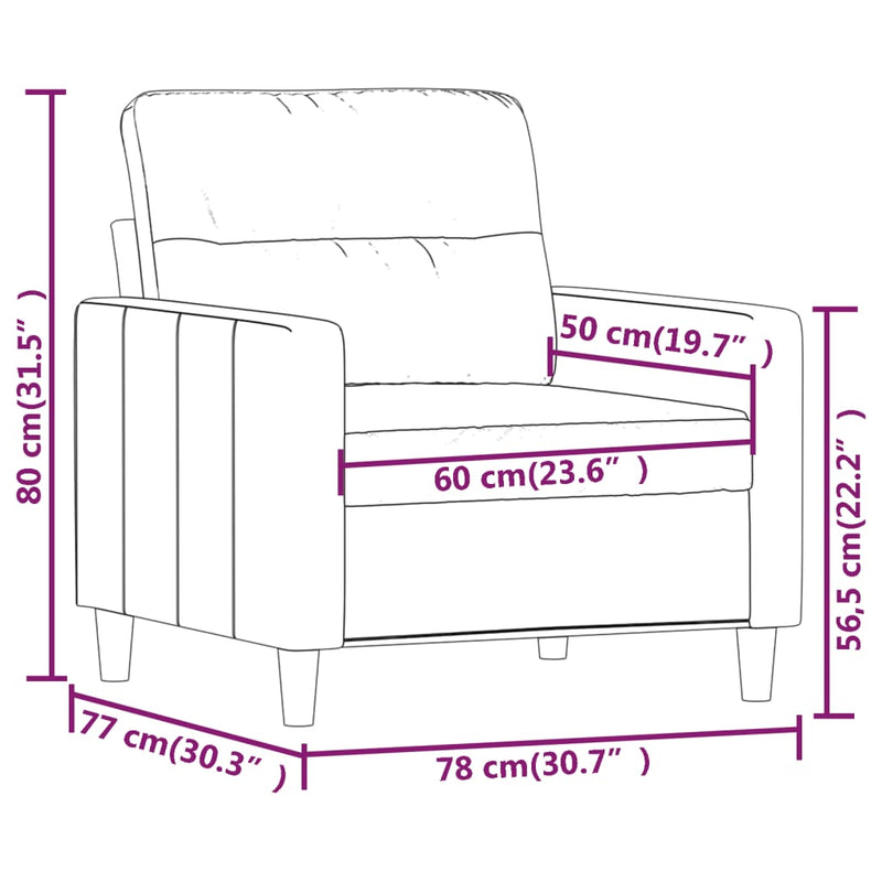 vidaXL Sofa Chair Dark Grey 60 cm Fabric