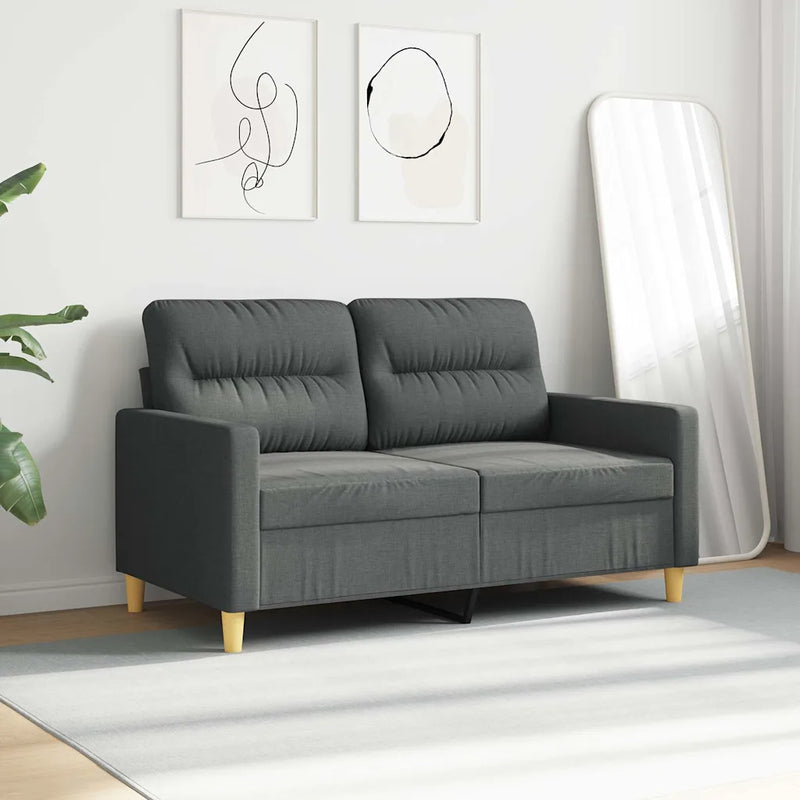 2-Seater Sofa Dark Grey 120 cm Fabric