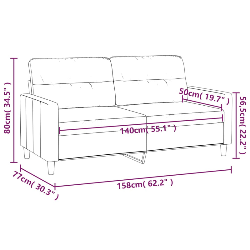 vidaXL 2-Seater Sofa Dark Grey 140 cm Fabric