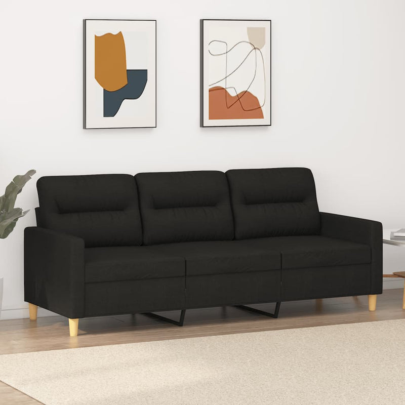 vidaXL 3-Seater Sofa Black 180 cm Fabric