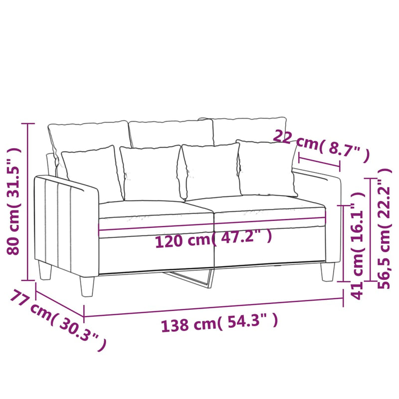 vidaXL 2-Seater Sofa Dark Grey 120 cm Fabric